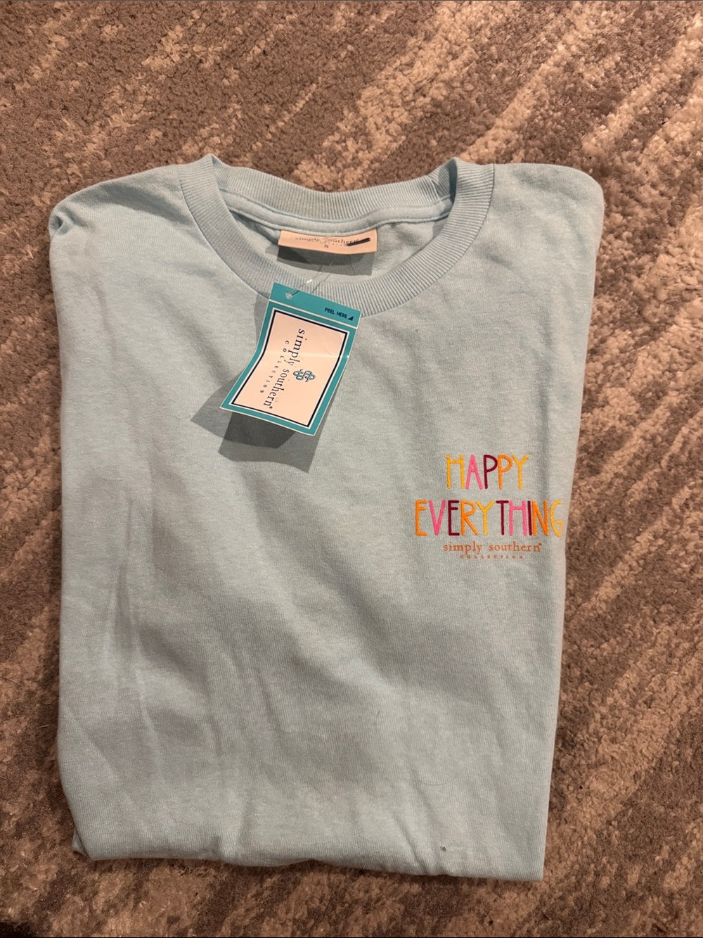 Simply Southern Light Blue 'Happy Everything' Short Sleeve Tee